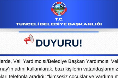 Tunceli Belediyesi’nden Dolandırıcılık Uyarısı: “Adımıza Para Toplanıyor” İddialarına Dikkat
